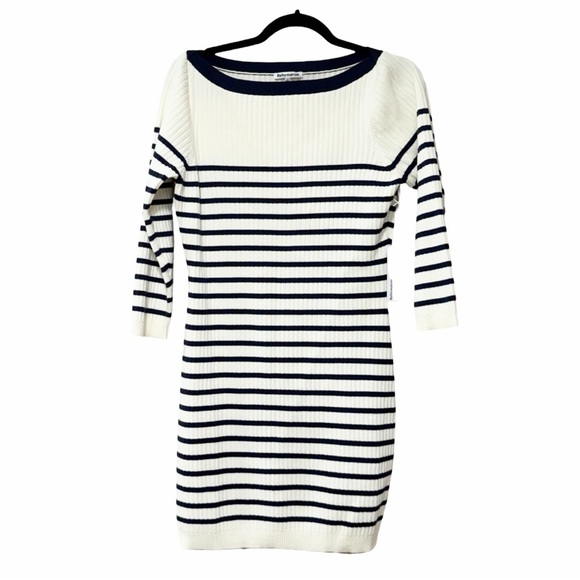 NWT REFORMATION Ines Striped Ribbed Knit Crewneck Mini Dress Sz L - Picture 2 of 5